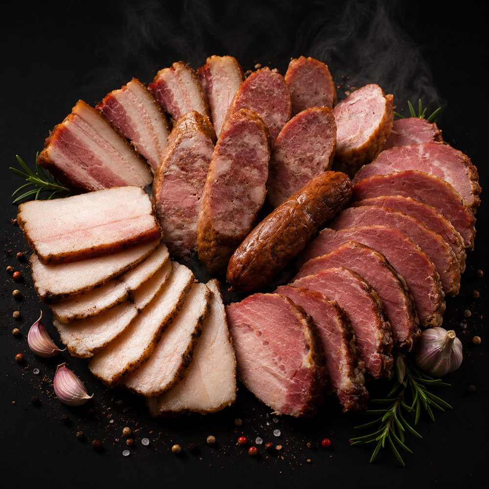 нарізка копчених продуктів